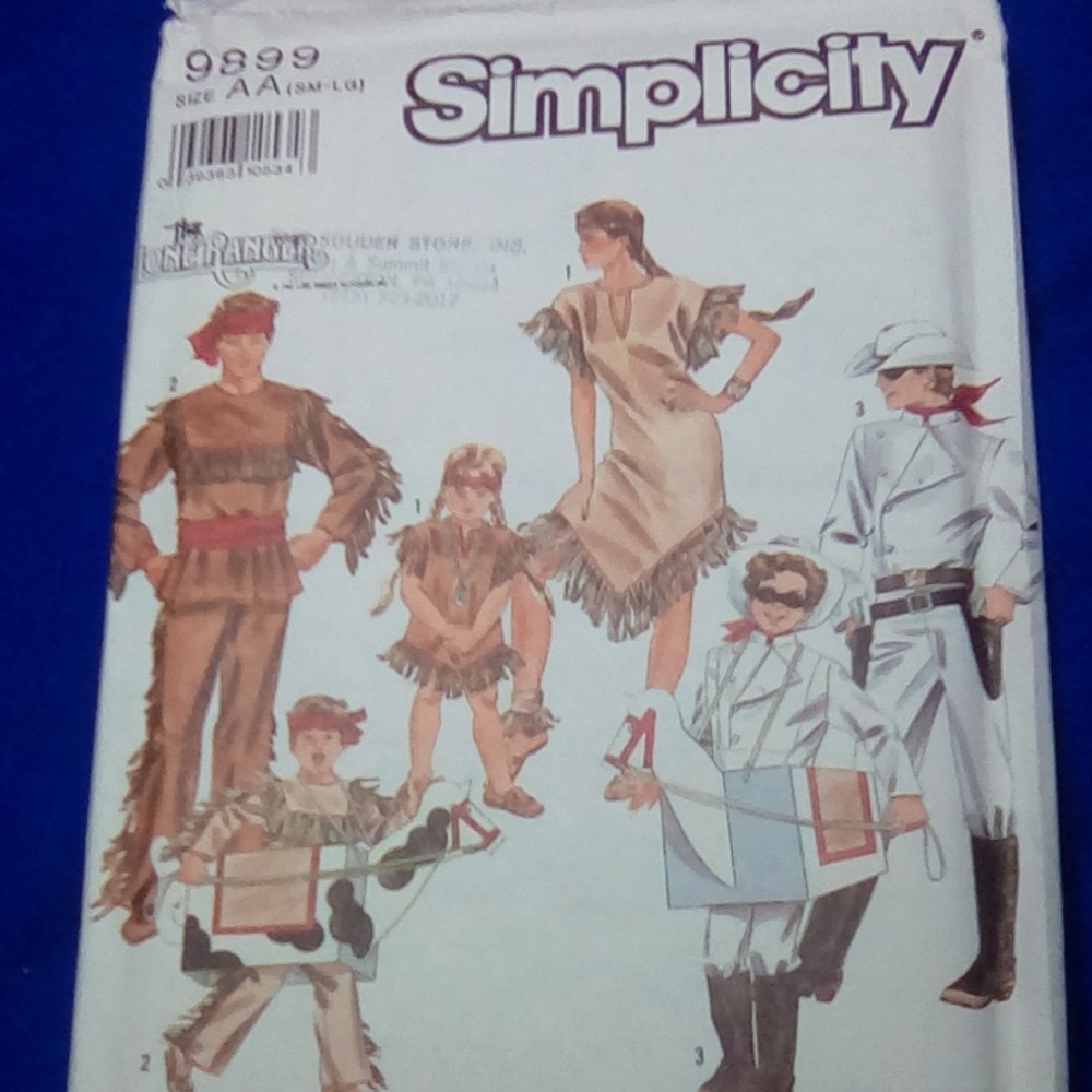 Simplicity 9899 Lone Ranger Kid/Adult S-M-L